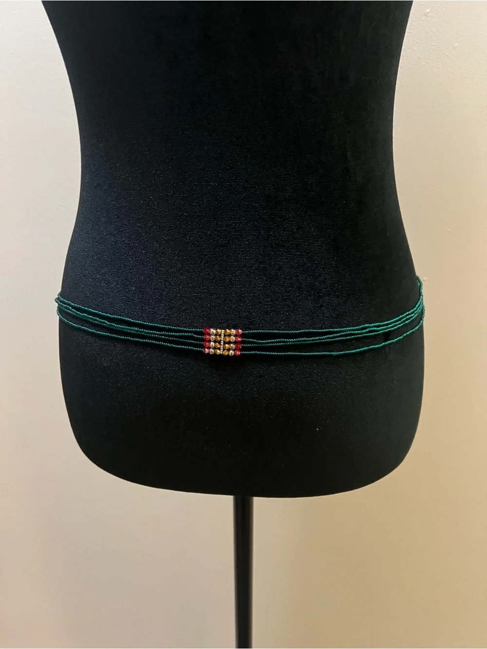 Handmade 4-Layer Beaded Belly Chain, African Boho Waist Beads (16 Inch)